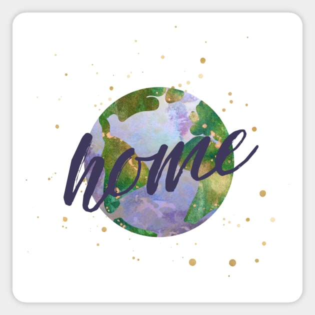 earth is our home - protect our beautiful planet (watercolors and purple handwriting) Sticker by AtlasMirabilis